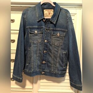 True Religion Denim Trucker Jean Jacket button up Mens sz S